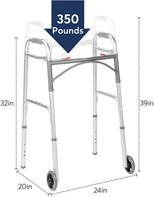 FOLDING WALKER - Two Button with 5" Wheels